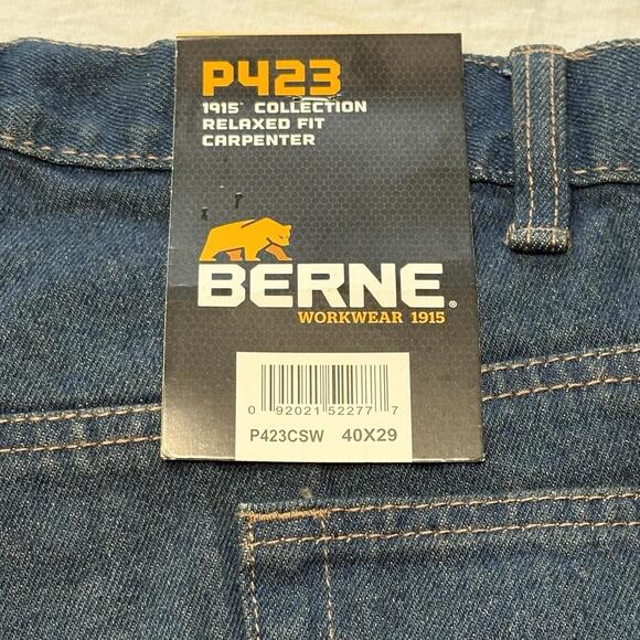 Berne 1915 Collection Relaxed Fit P423CSW Carpenter Jeans Men's 40x29 New - Picture 8 of 14